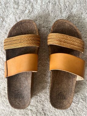 REEF Wedge Slide Sandals in Mustard Tan